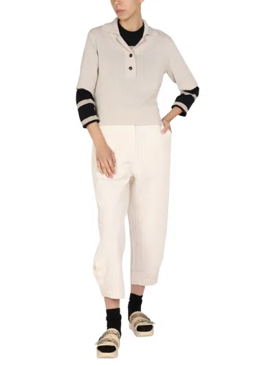 Margaret Howell Cotton And Wool Polo Shirt In Neutral