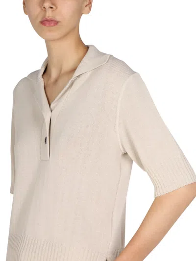 Margaret Howell Cotton And Wool Polo Shirt In Neutral