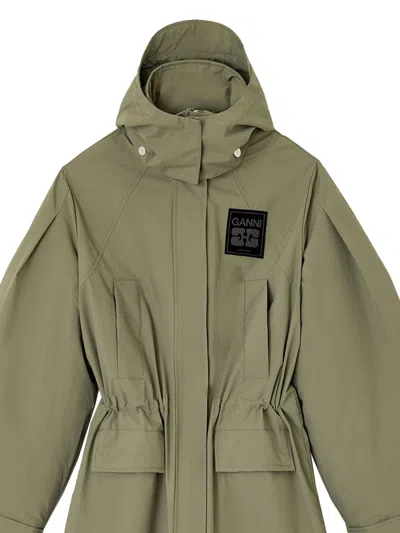 Ganni Oversized Double-breasted Checked Brushed-wool Coat In Green