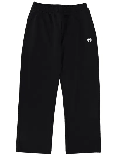 Marine Serre Moon Logo Fleece Sweatpants In Black