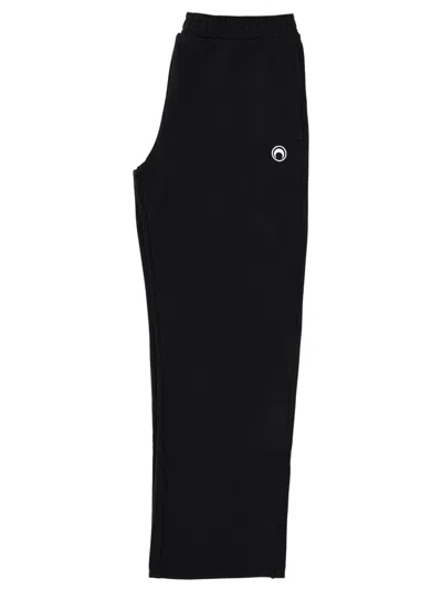Marine Serre Moon Logo Fleece Sweatpants In Black