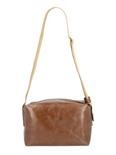 Uma Wang Rectangular Shoulder Bag Adjustable Strap In Brown