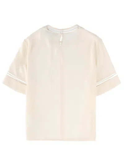 Fabiana Filippi Short Sleeved Embellished Detail T-shirt In Neutral