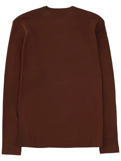 Lemaire Long Sleeve Round Neck Top Design In Brown