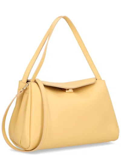 Themoirè Structured Shoulder Bag Top Handle In Yellow