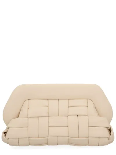Themoirè Woven Rectangular Clutch Bag Detachable Strap In Neutral