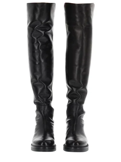 Stuart Weitzman Keelan Microstretch And Leather Over-the-knee Boots In Black