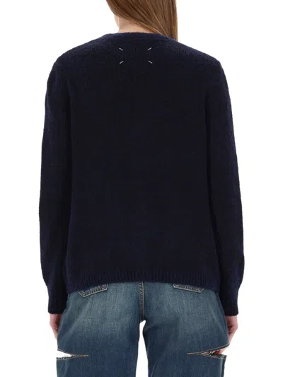 Maison Margiela Button-front Stitched Cardigan In Blue