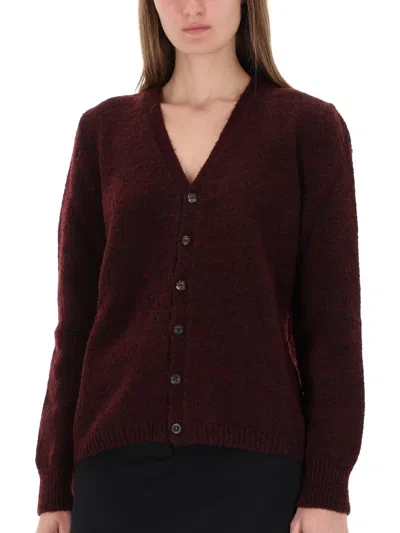 Maison Margiela Cardigan With Button Front In Burgundy