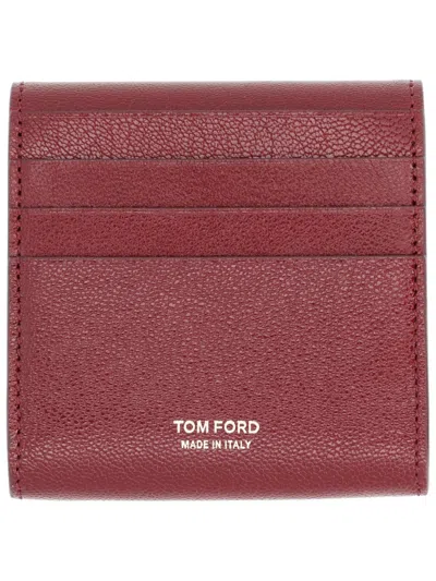 Tom Ford T-bar Leather Wallet In Red