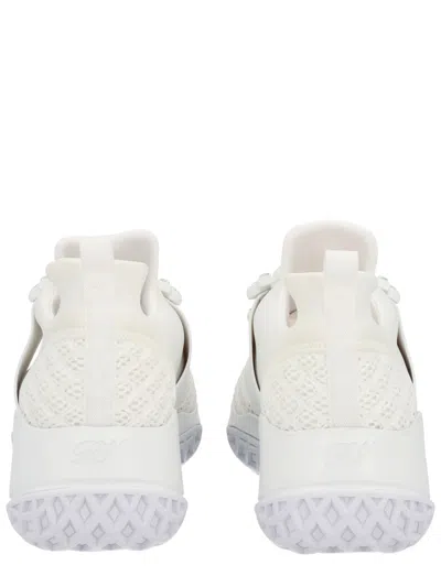 Roger Vivier Viv' Run White Trainers In Technical Fabric With Rhinestone Buckle In Bianco