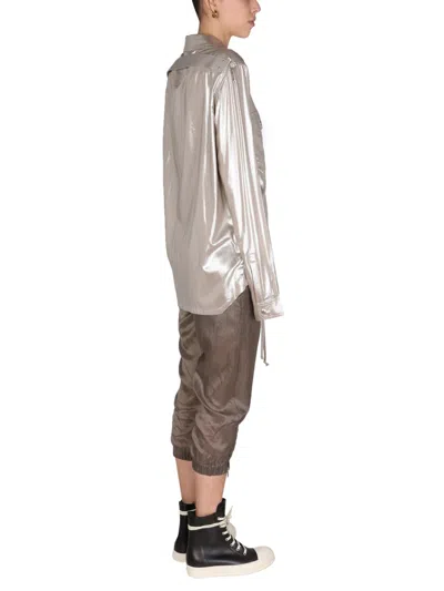 Rick Owens Metallic Effect Shirt In Silver