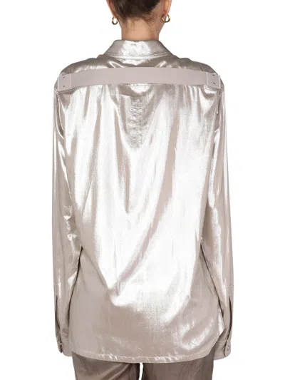 Rick Owens Metallic Effect Shirt In Silver