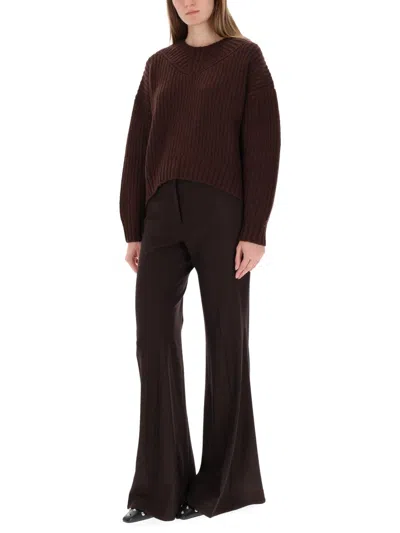 Staud Knitwear Coat With Dropped Shoulders And Long Sleeves In Brown