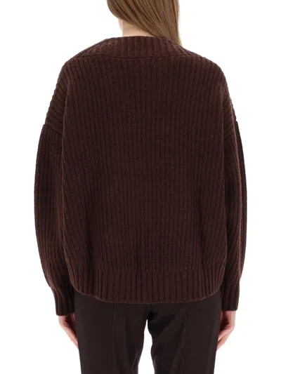 Staud Knitwear Coat With Dropped Shoulders And Long Sleeves In Brown