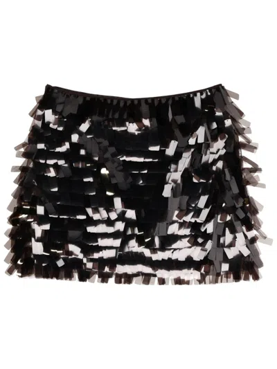 Staud Fitted Max Polyester Sequin Miniskirt In Black