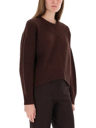 Staud Knitwear Coat With Dropped Shoulders And Long Sleeves In Brown