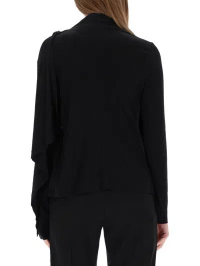 Helmut Lang Long-sleeve Scarf Top In Black