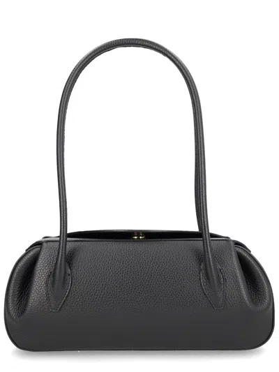 Yuzefi Shoulder Bag Long Handles Structured Shape Textured In Black