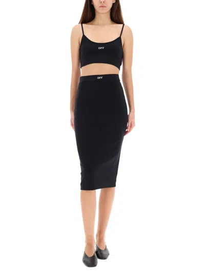 Off-white Sleek Spaghetti Strap Top For Women In Black