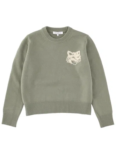 Maison Kitsuné "fox Head" Sweater In Green