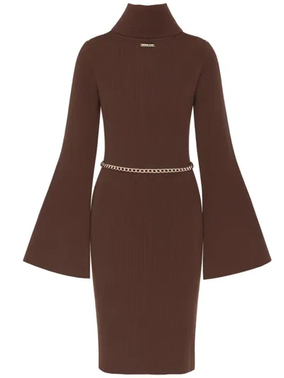 Michael Michael Kors Michael By Michael Kors Knitted Mini Dress In Brown