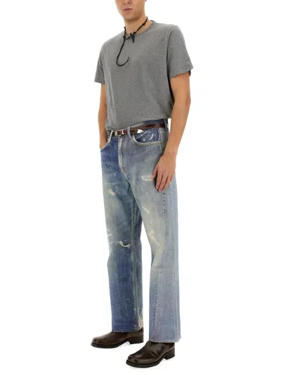 Our Legacy Mens Digital Denim Print Third Cut Faded-wash Denim Jeans In Blue