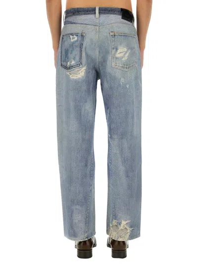 Our Legacy Mens Digital Denim Print Third Cut Faded-wash Denim Jeans In Blue