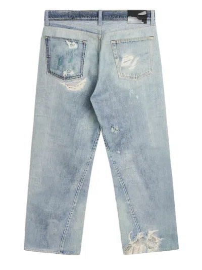 Our Legacy Mens Digital Denim Print Third Cut Faded-wash Denim Jeans In Blue