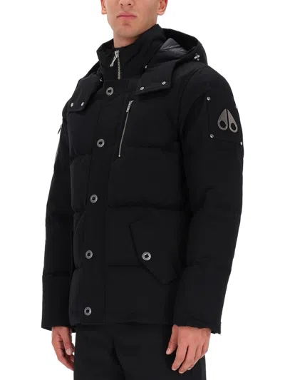 Moose Knuckles High-collar Padded Jacket With Detachable Hood And Adjustable Cuffs In Black