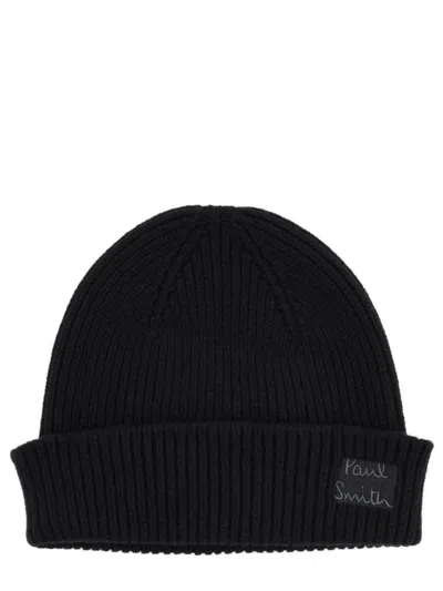 Paul Smith Cashmere And Wool Cap In Black
