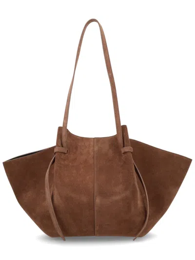 Yuzefi Mochi Shoulder Bag Double Handles Suede In Black