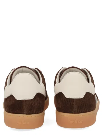 Hogan Chocolate Brown Suede Platform Sneakers With Lace-up Closure And H Logo Detail