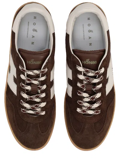Hogan Chocolate Brown Suede Platform Sneakers With Lace-up Closure And H Logo Detail