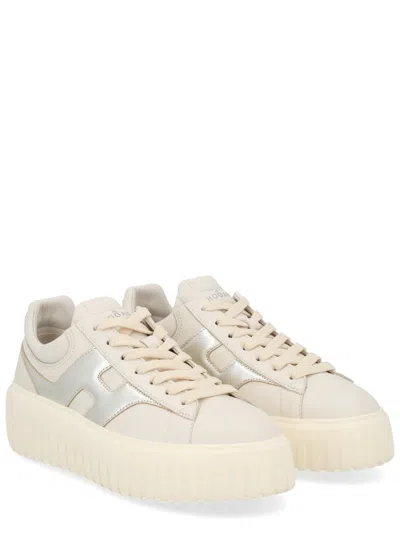 Hogan Women Silver H-stripes Leather Sneakers, 7.5 Luxury Sneakers For Women Darveys In White
