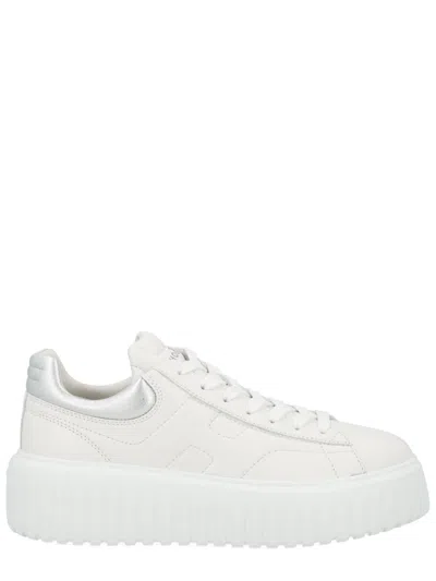 Hogan H-stripes Platform Leather Sneakers In White