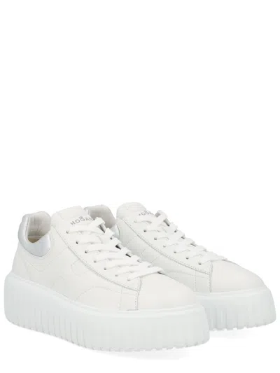 Hogan H-stripes Platform Leather Sneakers In White