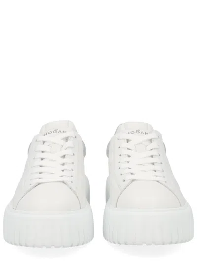 Hogan H-stripes Platform Leather Sneakers In White
