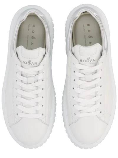 Hogan H-stripes Platform Leather Sneakers In White