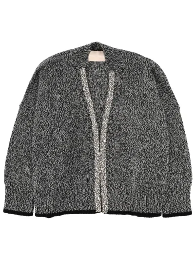 Circus Hotel Sequin Trim Cardigan In Gray