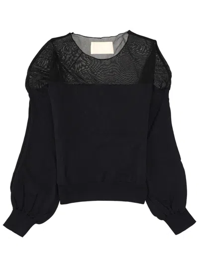 Circus Hotel Long-sleeve Round-neck Top In Black