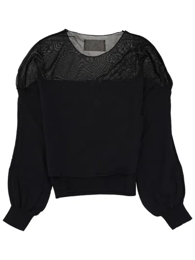 Circus Hotel Long-sleeve Round-neck Top In Black