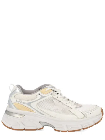 Golden Goose Lightstar Net Mixed Leather Runner Sneakers In White