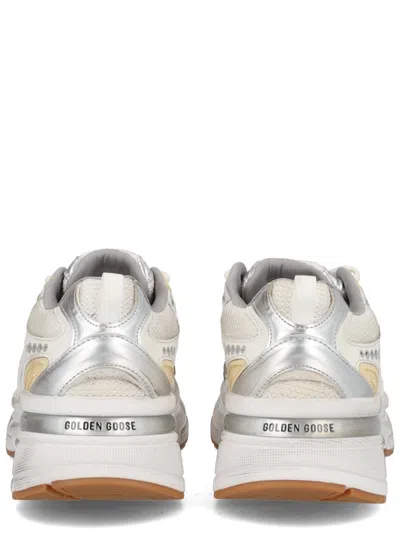Golden Goose Lightstar Net Mixed Leather Runner Sneakers In White