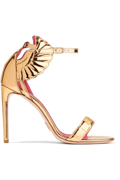 Oscar Tiye Malikah Mirrored-leather Sandals In Gold