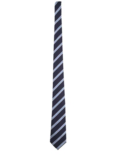 Giorgio Armani Striped Slim Tie Pointed Blade Design In Black