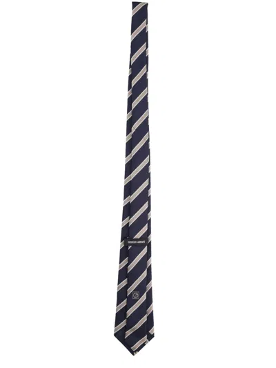 Giorgio Armani Slim Stripe Tie Narrow Design In Blue