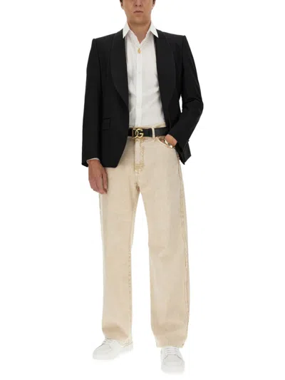 Dolce & Gabbana Slim Fit Long-sleeved Shirt In Stretch Cotton In White