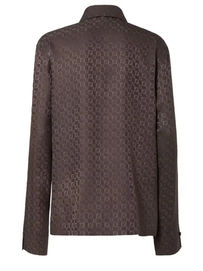 Fendi Wrap Silhouette Long-sleeved Shirt Size 38 In Brown