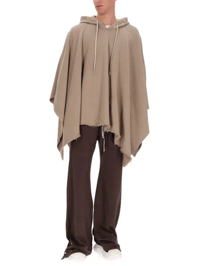 Rick Owens Drkshdw Cape With Hood In Gray